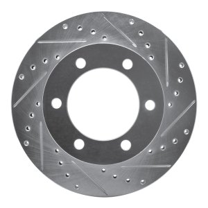 Toyota 4Runner Brake Rotor (1) - Front Right - R1 Concepts - Drilled & Slotted - Silver - `95-`04